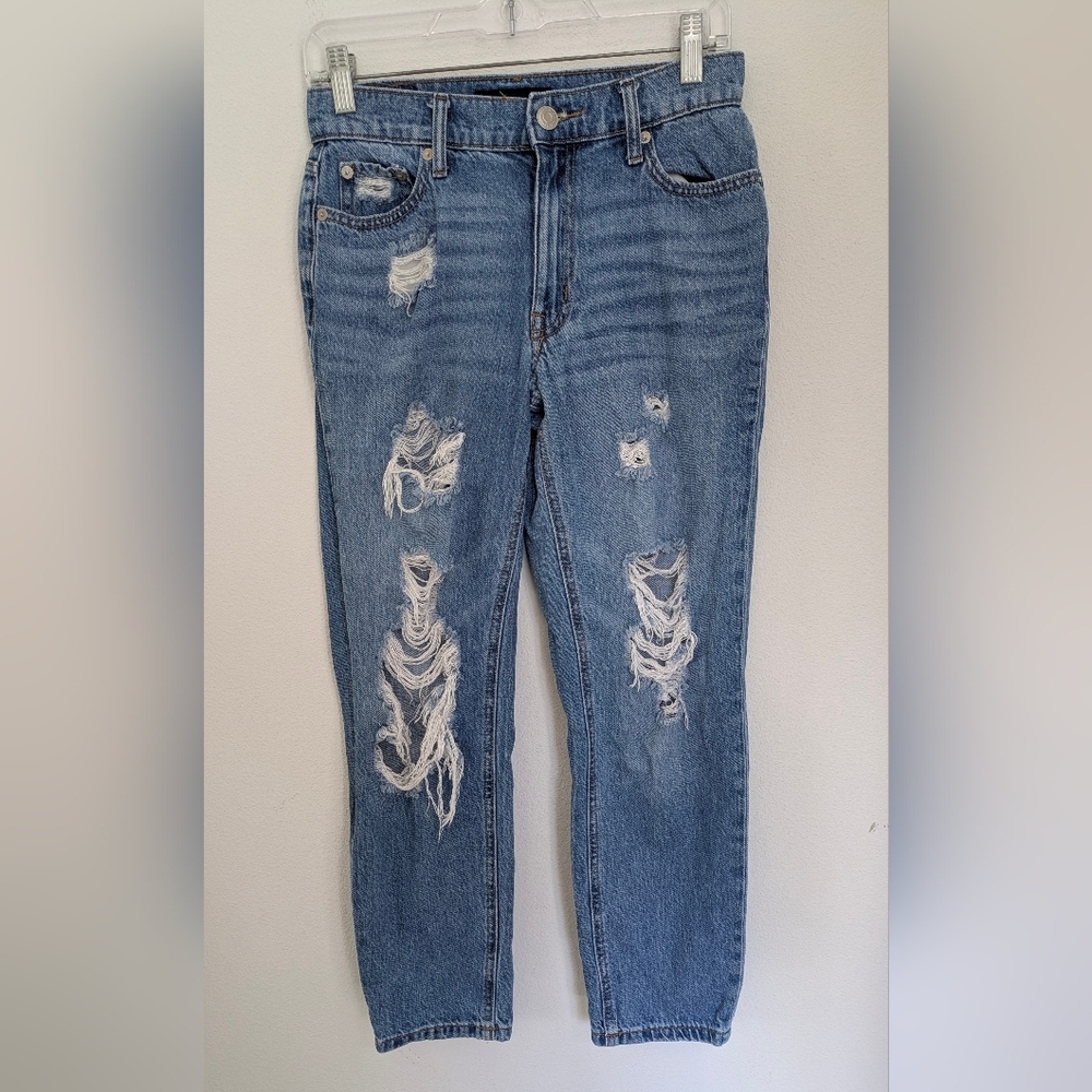 Aeropostale Jeans Women’s Size 2 Mom Jean Distressed Blue Denim - Picture 2 of 15